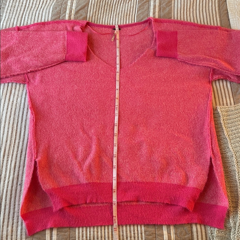 Free People Bright Pink V-Neck Sweater - Picture 6 of 6
